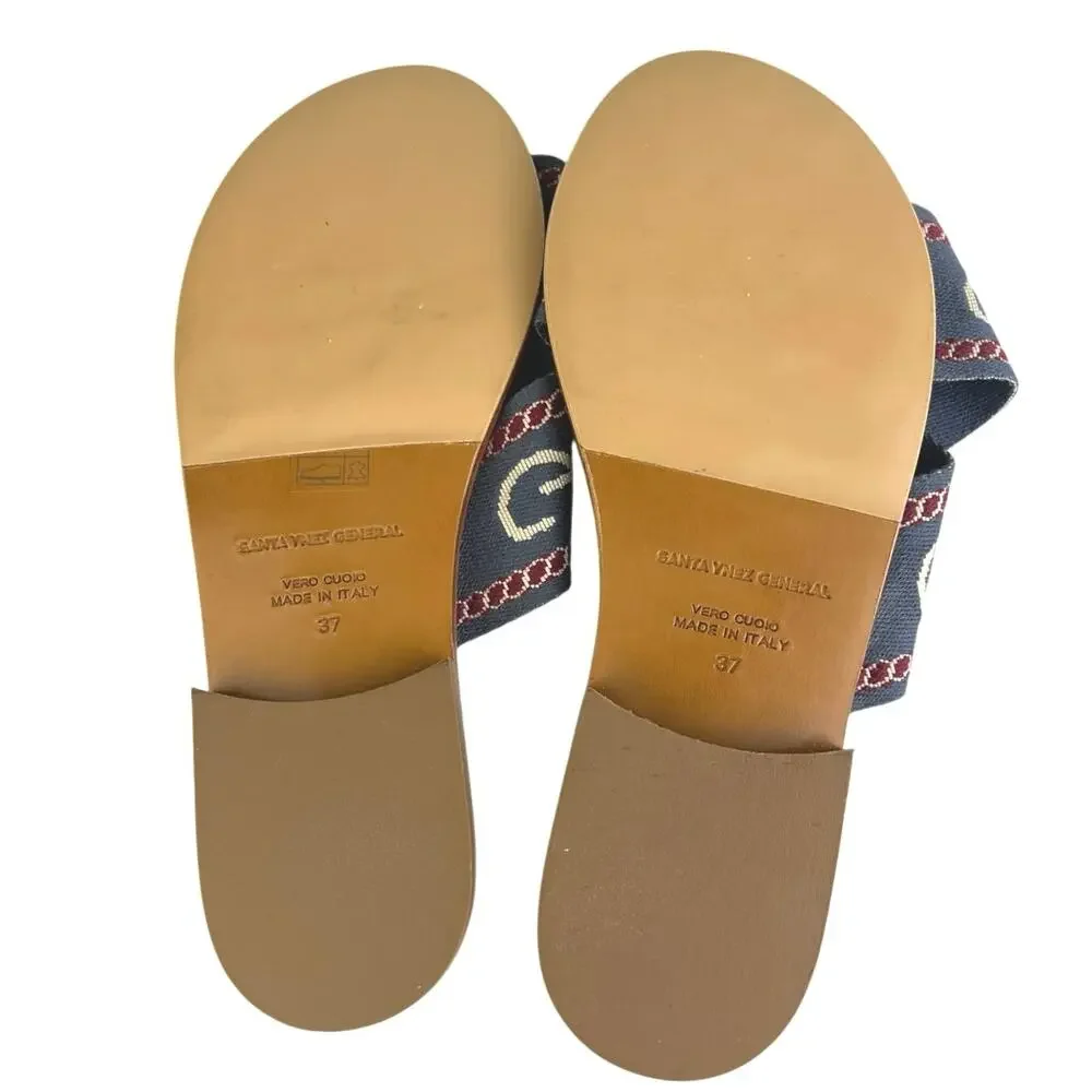 Santa Ynez General Sagunto Women's Blue Criss Cross Strap Slide Sandals Size 6.5